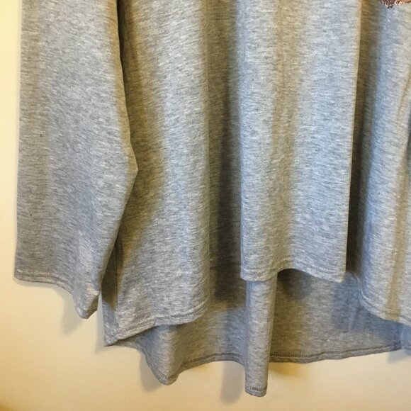 Heathered Grey Womens High Low Rose Gold Sequin Pocket Shirt 4X - Picture 4 of 15